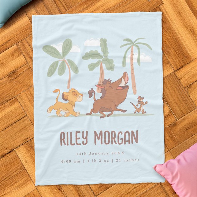 Couverture Polaire Le Roi Lion Personnalisé Bébé Naissances Statistiq (Baby blanket simulated on floor)