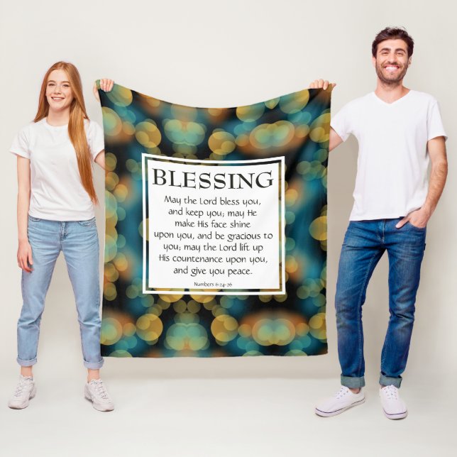 Couverture Polaire LE SEIGNEUR VOUS BLESSE Numéros 6:24-26 BLEU (En situation)