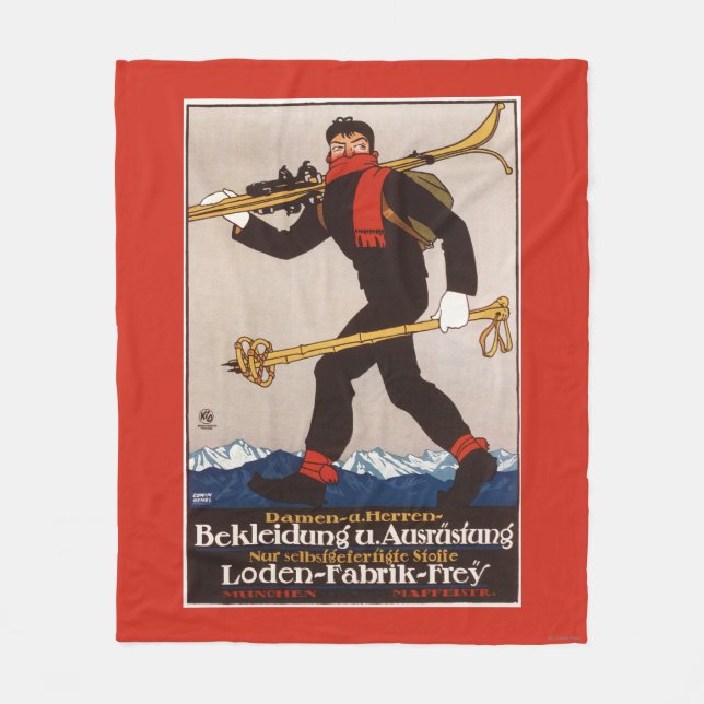Couverture Polaire Le ski de Loden vêtx l'affiche de publicité de ski (Devant)