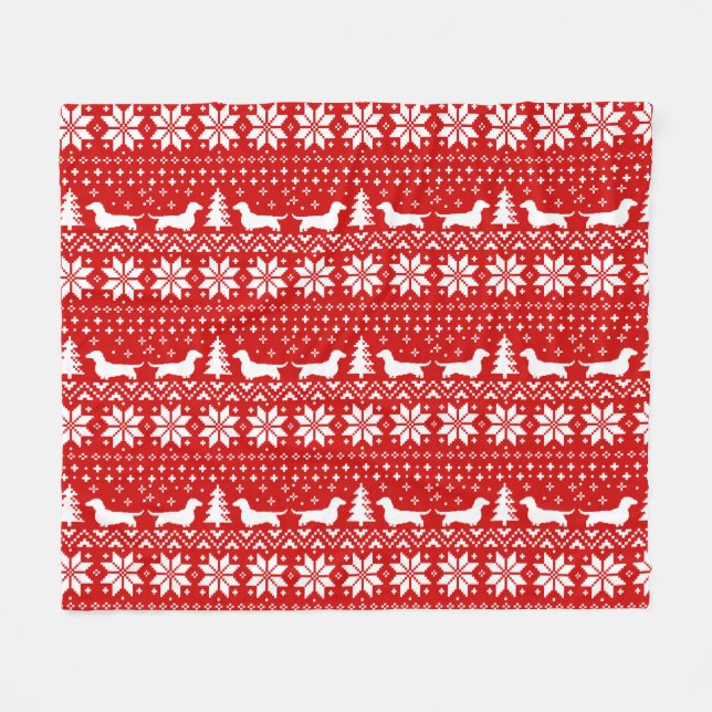 Couverture Polaire Le teckel silhouette le motif de Noël (Devant (Horizontal))