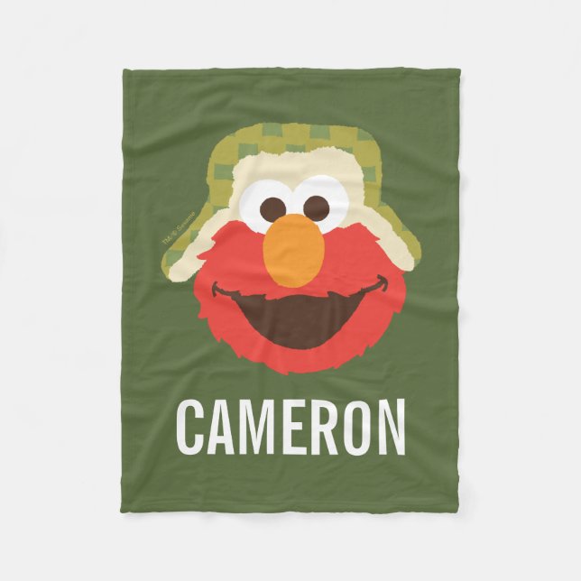Couverture Polaire Le visage d'Elmo Woodland | Ajouter Votre Nom (Devant)