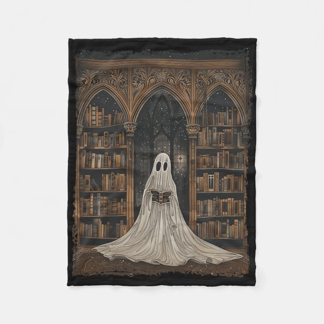 Couverture Polaire Lecture Ghost Library Halloween Librairie Livre Lo (Devant)