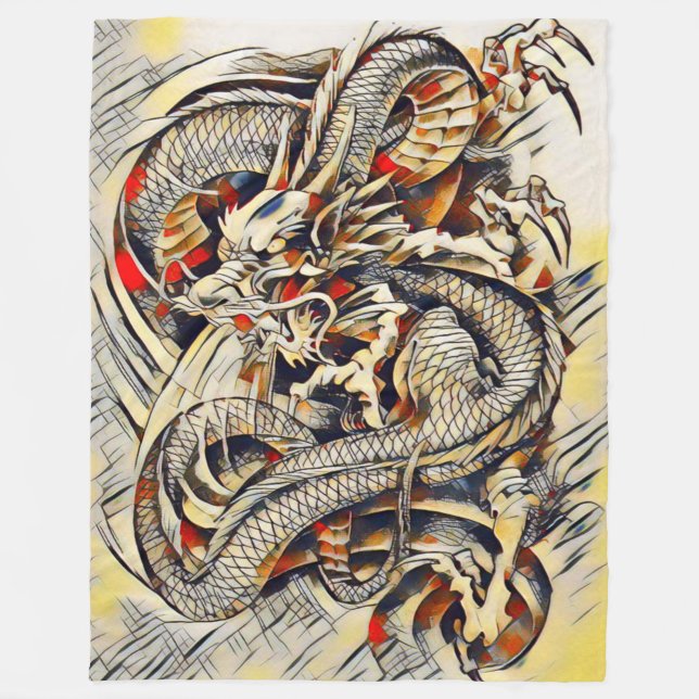 Couverture Polaire L'empereur chinois légendaire Dragon Scroll Abstra (Devant)