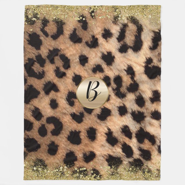 Couverture Polaire Leopard Cheetah Imprimer Parties scintillant or Gl (Devant)