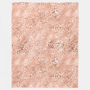 Couverture Polaire Léopard or Rose rose pâle