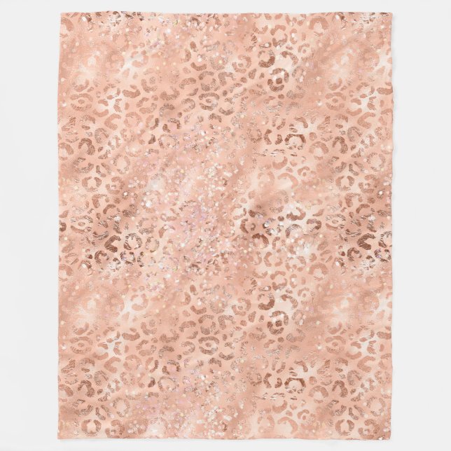 Couverture Polaire Léopard or Rose rose pâle (Devant)