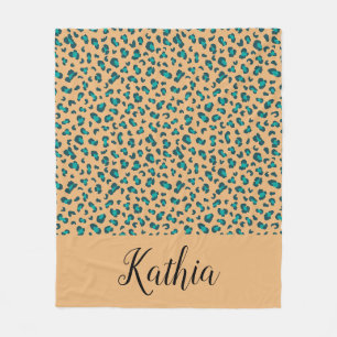 Couverture Polaire Leopard Poster de animal Turquoise Tan Personnalis
