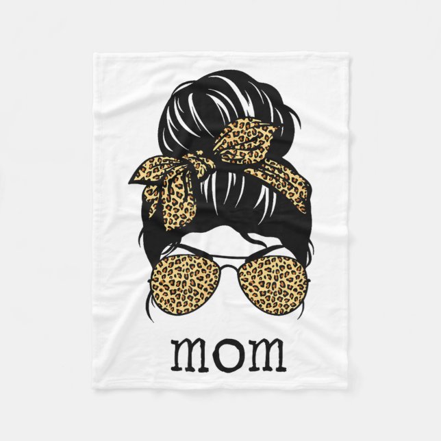 Couverture Polaire Leopard Print Messy Hair Bun Mom  (Devant)
