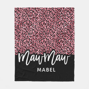 Couverture Polaire Léopard rose et noir MawMaw Thon personnalisé