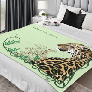 Couverture Polaire Leopard Wild Cat Green HEnna