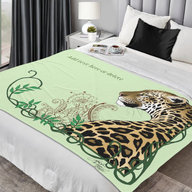 Couverture Polaire Leopard Wild Cat Green HEnna (Créateur téléchargé)