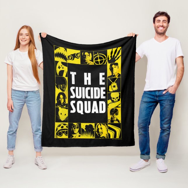 Couverture Polaire L'équipe du suicide | Blocs d'icônes jaune et noir (En situation)