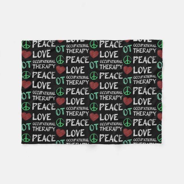 Couverture Polaire L'ergothérapeute OTA Peace Love (Devant (Horizontal))