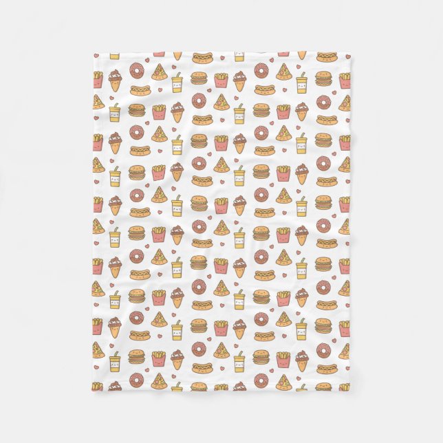 Couverture Polaire Les aliments de préparation rapide de Kawaii (Devant)