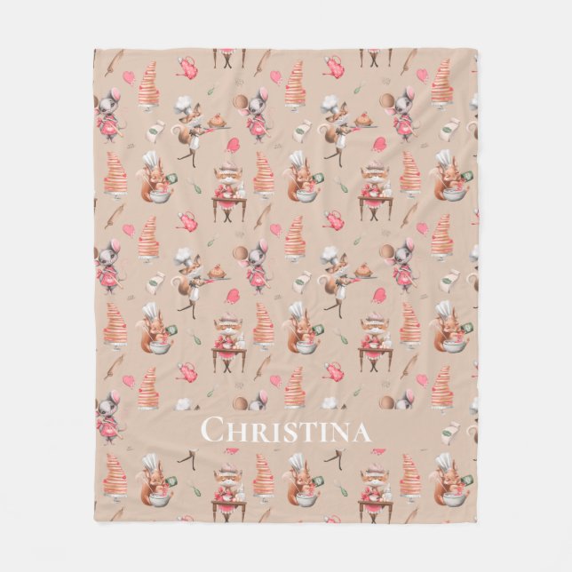 Couverture Polaire Les animaux mignons crêpe usine brun nom personnal (Devant)