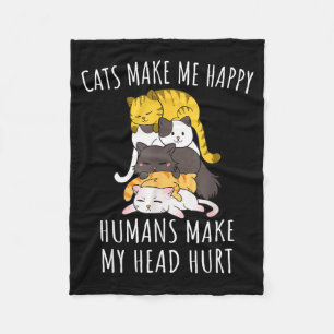 Couverture Polaire Les chats me rendent heureux les humains me font m