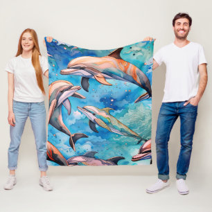 Couverture Polaire Les dauphins nageant dans la mer