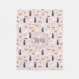 Couverture Polaire Les filles adorent les chats roses Dessins Motif e