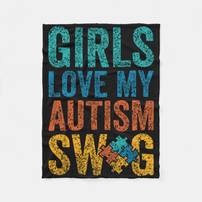 Couverture Polaire Les Filles Aiment Mon Autisme Swag Soutien Autiste (Devant)