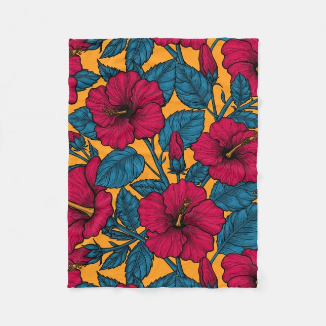 Couverture Polaire Les fleurs d'Hibiscus (Devant)