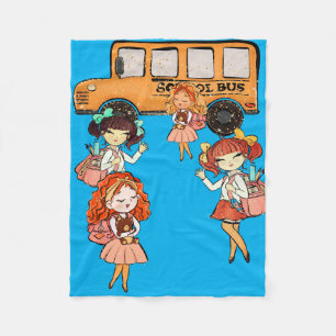 Couverture Polaire Les meilleures amies qui prennent le bus scolaire