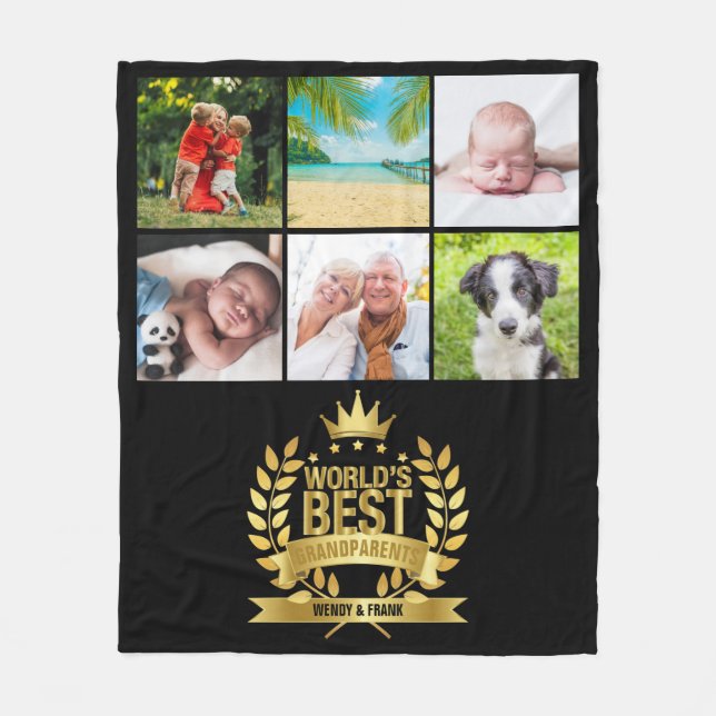 Couverture Polaire Les meilleurs grands-parents du monde Photo Collag (Devant)