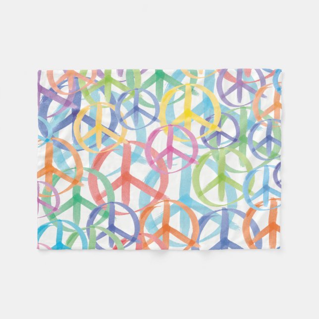 Couverture Polaire Les nombreuses couleurs des signes de paix (Devant (Horizontal))