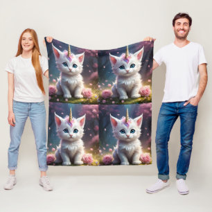 Couverture Polaire "Les pattes étincelantes : Le chaton Unicorn Encha