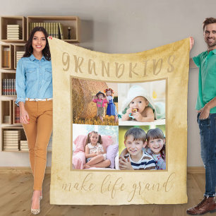 Couverture Polaire Les petits-enfants font la vie Grand Neutre Photo 