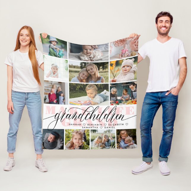 Couverture Polaire Les petits-enfants font la vie Grand Photo Collage (En situation)