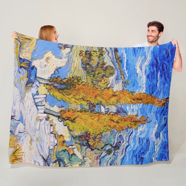 Couverture Polaire Les peupliers de Saint-Rémy, Van Gogh (En situation)