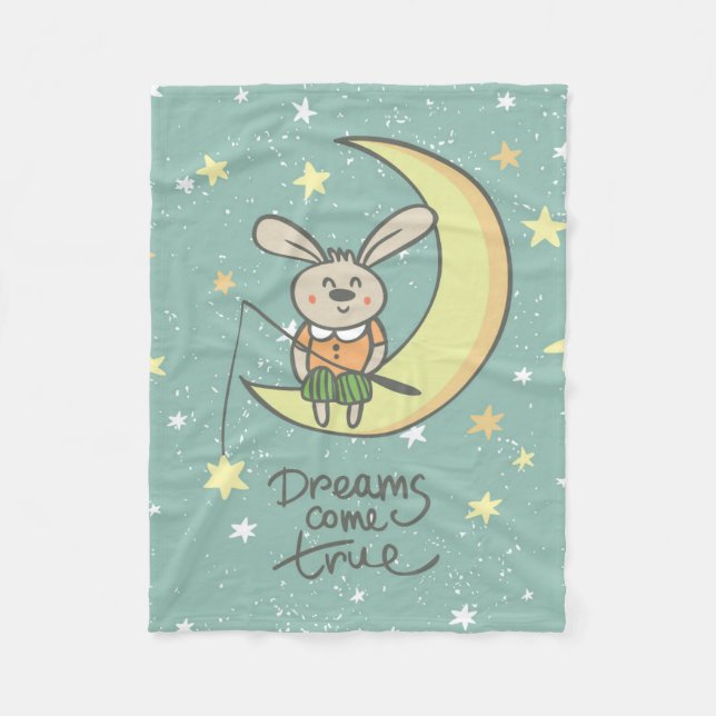 Couverture Polaire Les rêves deviennent réalité | Lapin sur la Lune (Devant)