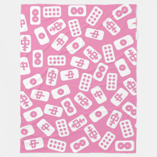 Couverture Polaire Les tuiles du Mahjong blanches roses