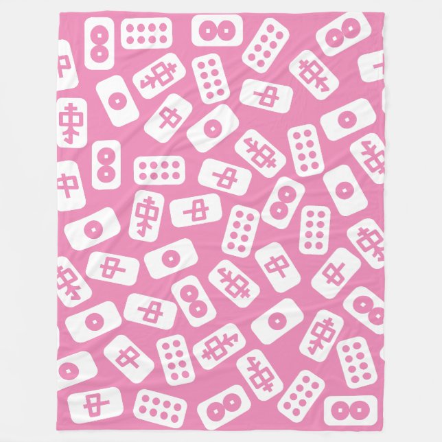 Couverture Polaire Les tuiles du Mahjong blanches roses (Devant)