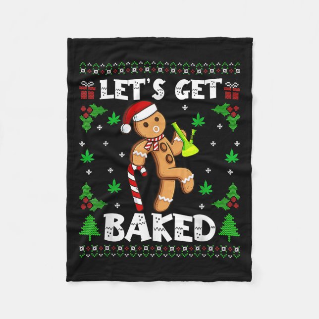 Couverture Polaire Let's Get Baked Gingerbread Man Weed Funny Christm (Devant)