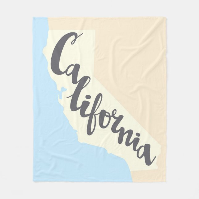 Couverture Polaire Lettrage de brosse de la Californie avec la carte (Devant)