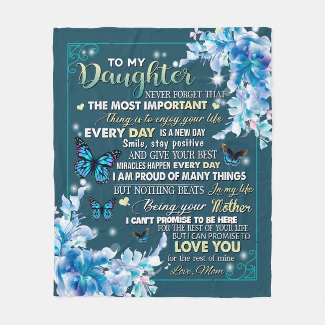 Couverture Polaire Lettre D'Amour À Ma Fille De Maman Cadeau D'Annive (Devant)