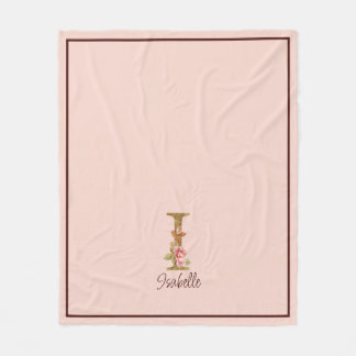 Couverture Polaire Lettre de nom personnalisée I Roses roses blush fe