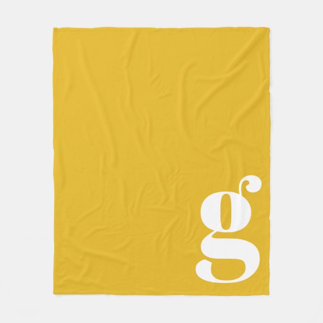 Couverture Polaire Lettre initiale Monogramme moderne Jaune vibrant (Devant)