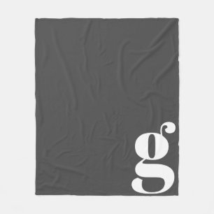 COUVERTURE POLAIRE LETTRE INITIALE MONOGRAPHIQUE MODÈLE CHIC NOIR BLA