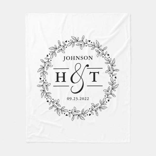 Couverture Polaire LETTRE mariage COUPLE MONÂTRE CADRE Floral (Devant)
