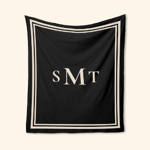 Couverture Polaire LETTRE NOIRE ET AMADE TROIS LETTRE MONogramme