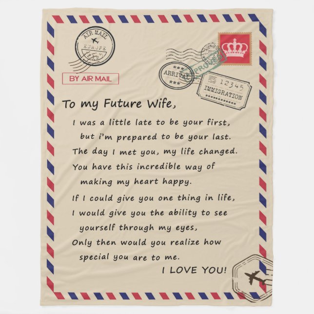 Couverture Polaire Lettre personnalisée à ma future femme (Devant)