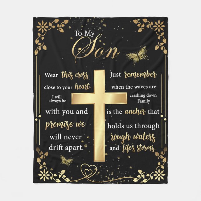 Couverture Polaire Lettre personnalisée à mon fils (Devant)