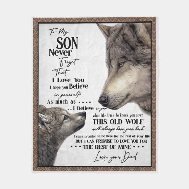 Couverture Polaire Lettre personnalisée à mon fils de papa (Devant)