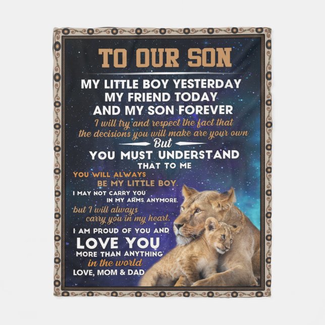 Couverture Polaire Lettre personnalisée à notre fils| Cadeau d'annive (Devant)