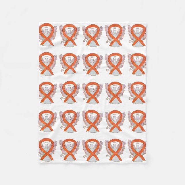 Couverture Polaire Leucémie Cancer Sensibilisation Ruban Toison Blanc (Devant)