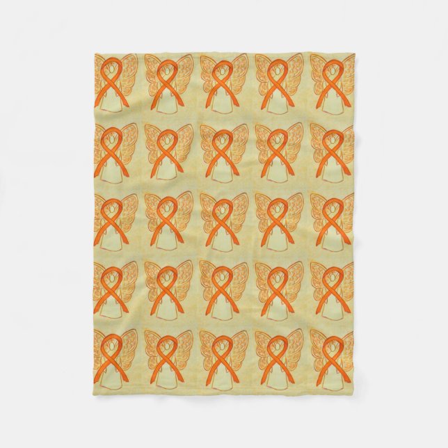 Couverture Polaire Leucémie Cancer Sensibilisation Ruban Toison Blanc (Devant)