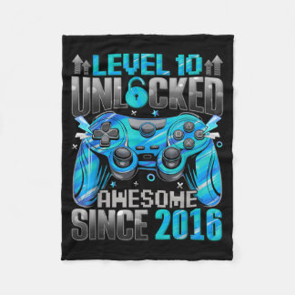 Couverture Polaire Level 10 Unlocked Awesome Since 2016 10th Birthday