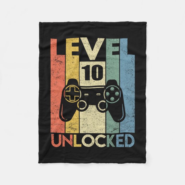 Couverture Polaire Level 10 Unlocked Funny Video Gamer 10th Birthday  (Devant)
